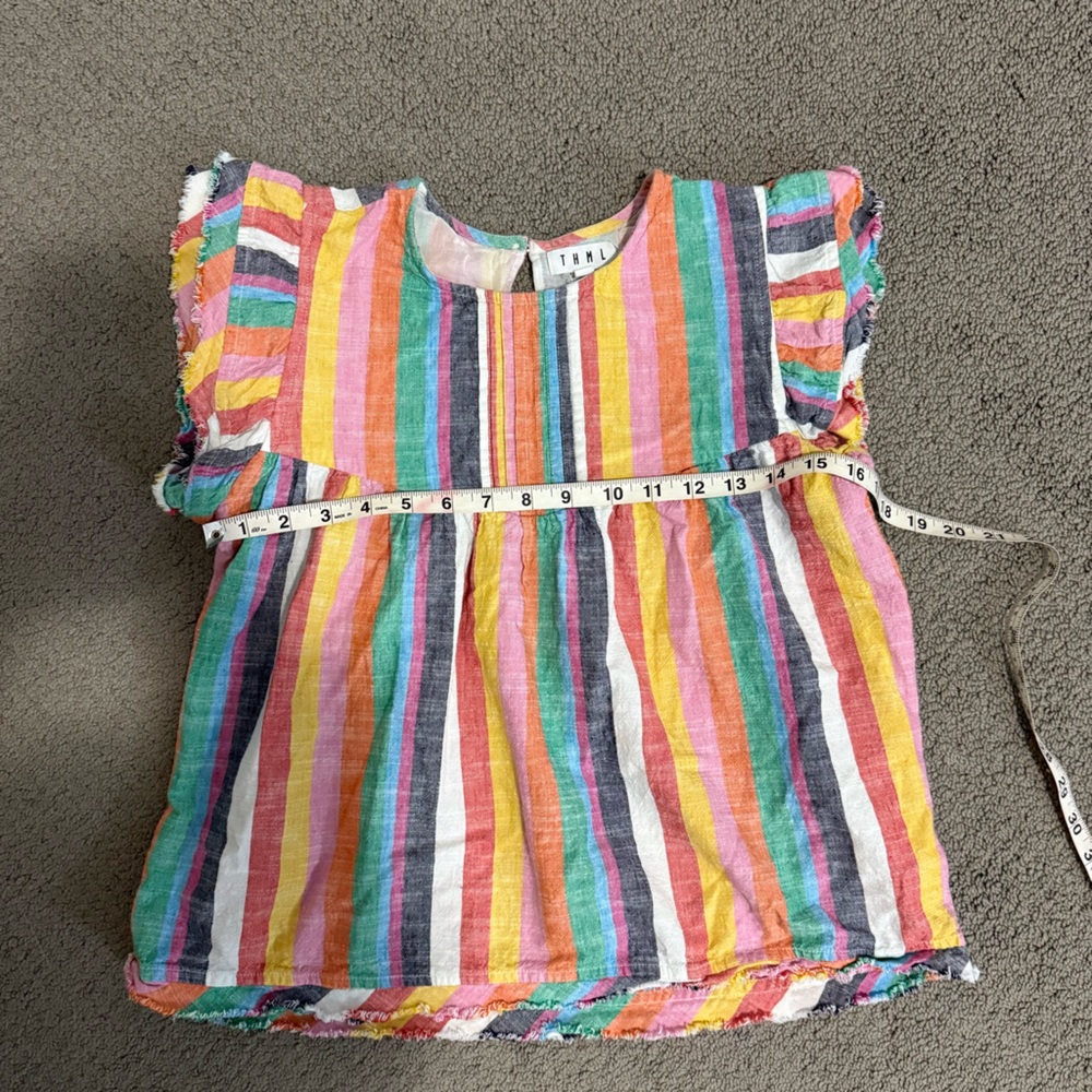 THML Multicolor Striped Ruffle Sleeve Blouse - Picture 11 of 12